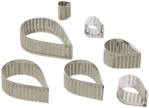 Ateco Fluted Edge Tear Drop Cutters in Graduated Sizes, Stainless Steel, 7 Pc Set - size: Fluted Edge, style: Tear Drop (7 pcs)
