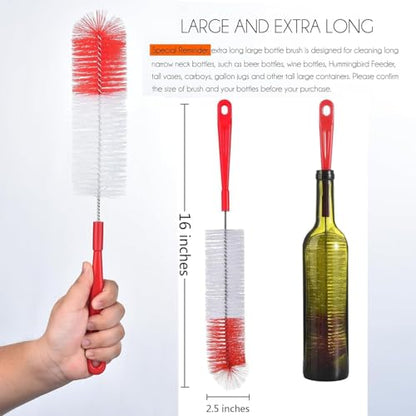 ALINK 8-Pack Red Bottle Brush Cleaner Set - Long Cleaning Brush for Narrow Neck Wine/Beer Bottles, Thermos, Hummingbird Feeder, Spout, Lids and Straws - color: Red