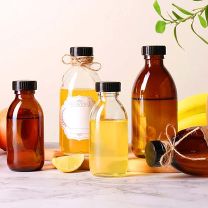 4 oz Small Glass bottles, 4 Pack Empty Clear Juice Glass Bottle with Cap for Homemade Vanilla Extract, Essential Oils, Potion, Syrup, Liquids, Christmas, Holiday Gift - color: Clear, size: 4 Pack