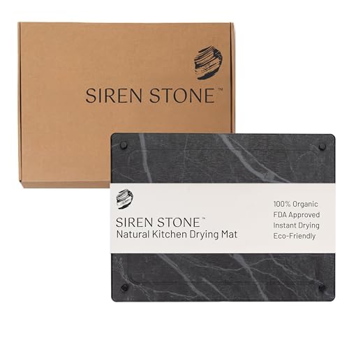Natural Stone Dish Drying Mat 15.7" x 11.8", Slate Color - Diatomaceous Earth Kitchen Mat | Quick Drying, Non-Toxic, BPA-Free, Eco-Friendly | Female-Founded USA Brand - color: Slate, size: 15.7" x 11.8"