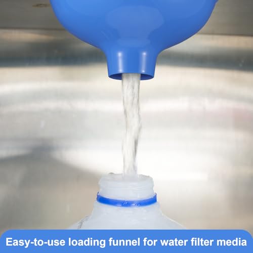 Vesici Extra Large Wide Mouth Funnel 2.5" x 10" Multi Purpose Filling Funnel Plastic Reusable for Water Softener Resin Tanks Carbon Media Jar Filling Use (Blue,2 Pack) - color: Blue