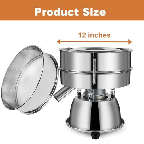 Automatic Powder Sifter Machine, 30 Mesh 50 Mesh Stainless Steel Sieve Shaker, 110V Vibrating Sifter for Flour & Powder, 2 Screens Included - size: Automatic Powder Sifter Machine (30+50 mesh)