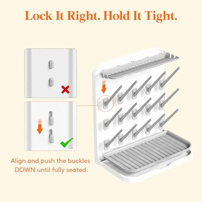 Lifewit Large Baby Bottle Drying Rack 15 Hooks, Newborn Essentials Must Haves, Bottle Storage Organizer for Countertop, Cabinet, Rack Dryer Holder for Pacifiers, Pump Parts, Baby Stuff - size: Large-15 Hooks