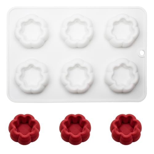 Silicone Flower Pot Shape Molds for Chocolate, Candy | 6-Cavity Flower-shaped Mousse Molds for Jello, Cookie, Pudding, Pastry, 8.39 x 5.71 x 0.71 inches, Nonstick, Flexible - color: White-R0194