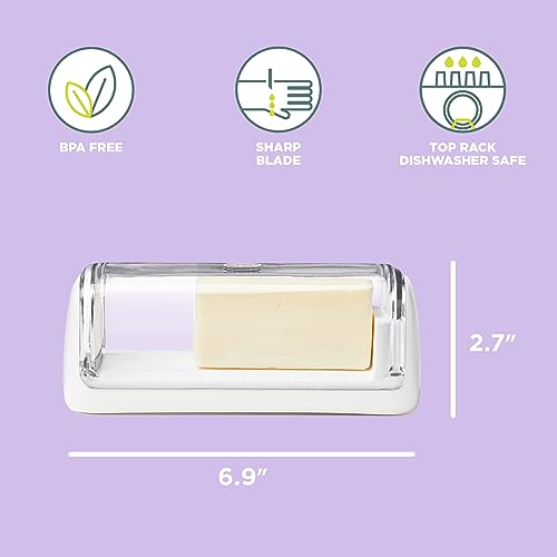 Chef’n Slice'n Store Butter Dish with Built-In Slicer Lid – Fits Long & Short Sticks, Measurement Marks Included – Keeps Butter Fresh & Ready to Slice - style: Butter