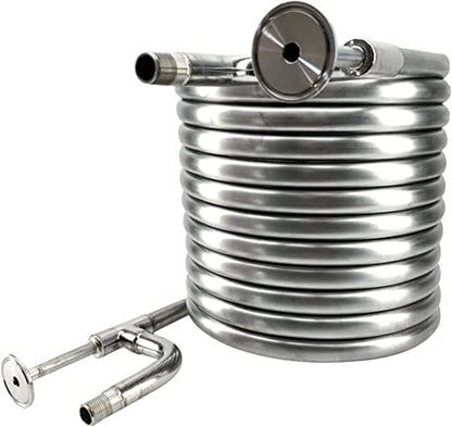 Counterflow Wort Chiller - Homebrew Beer Cooler 14' Stainless Steel Beer Cooling Coil Pipe with 2 Out Channel (3/4'' & 1/2'' Thread)