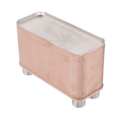 40 Plates Wort Chiller, Stainless Steel Brazed Plate Heat Exchanger with Copper for Beer, Water Hydronic Heating, Snow Melting, Thread Plate Chiller Liquid Accelerated Cooler