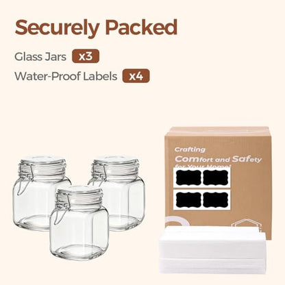 ComSaf Square Glass Pantry Jars with Airtight Lids 34 oz 3 Pack Coffee | Coffee beans, Tea sugar flour, Coffee station, Pantry organization, Small apartments, Countertop storage, Pickle - size: 34oz*3