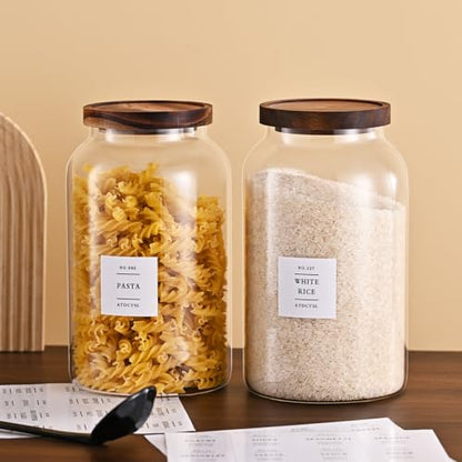 2 Pack Large Glass Storage Jars with Airtight Bamboo Lids, 95 FL OZ/2800 ml, Perfect for Kitchen Counter & Pantry Storage – Ideal for Flour, Sugar, Coffee, Rice, Nuts and More， - size: 94oz*2