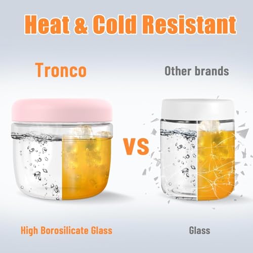 Tronco 32 oz Glass Food Storage & Lunch Bowl Containers with Airtight Lids | Leak & Spill Proof Meal Prep Container with Silicone Sleeve, Microwave & Dishwasher Safe, Soup & Stew, Office Lunch,BPA-Free - color: Light Gray, size: 32 OZ