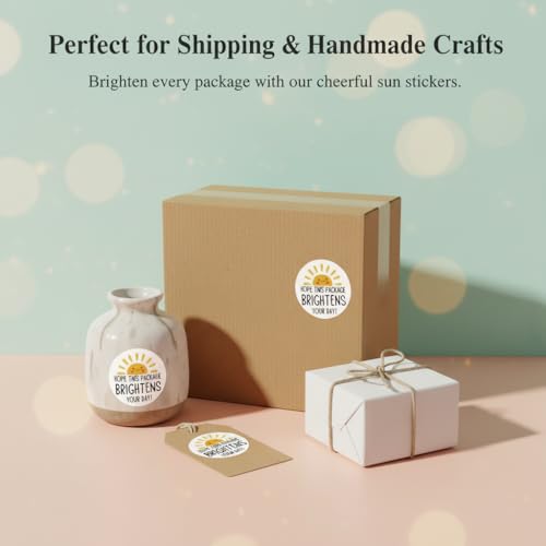 1000pcs Happy Sun Thank You Labels, Hope This Package Brightens Your Day- Sturdy Paper Package Insert Sealing Stickers for Envelope Seals, Scrapbooking, Journaling & Gift Wrapping - color: 1000pcs- Sun Thank You Labels