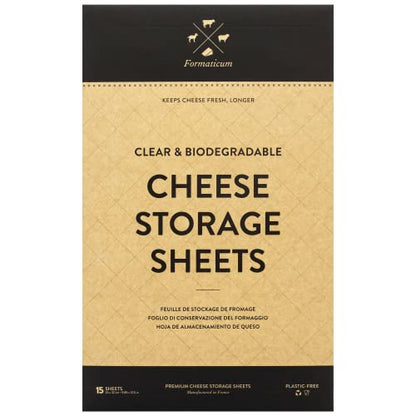 Formaticum Cheese Storage Sheets - Cheese Saver from France- Professional Earth Friendly Transparent Cheese Wrap - Cheese Sheet Savers of wood-based cellulose fibers - Clear 15 Sheets with 9" x 12" - size: 15 Sheets (1 Box)