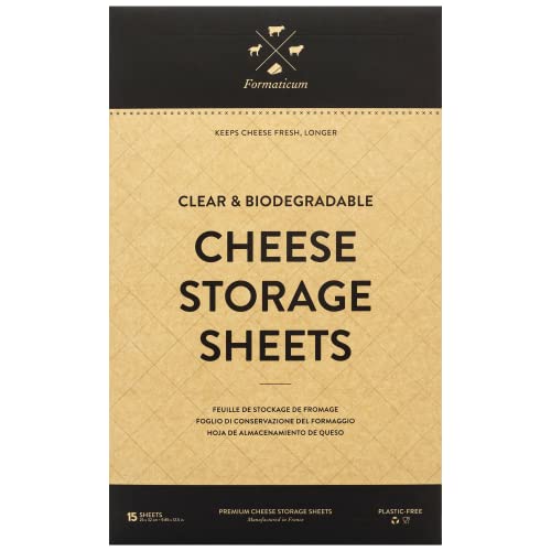 Formaticum Cheese Storage Sheets - Cheese Saver from France- Professional Earth Friendly Transparent Cheese Wrap - Cheese Sheet Savers of wood-based cellulose fibers - Clear 15 Sheets with 9" x 12" - size: 15 Sheets (1 Box)