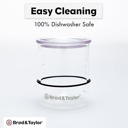 Brod & Taylor Small Sourdough Starter Jar (12oz) Less Discard Waste, 100% Dishwasher Safe, Measurement Markings, and Height Marker (Durable Glass Jar, BPA-Free) - size: 12 Ounce