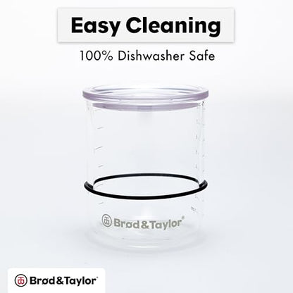 Brod & Taylor Small Sourdough Starter Jar (12oz) Less Discard Waste, 100% Dishwasher Safe, Measurement Markings, and Height Marker (Durable Glass Jar, BPA-Free) - size: 12 Ounce