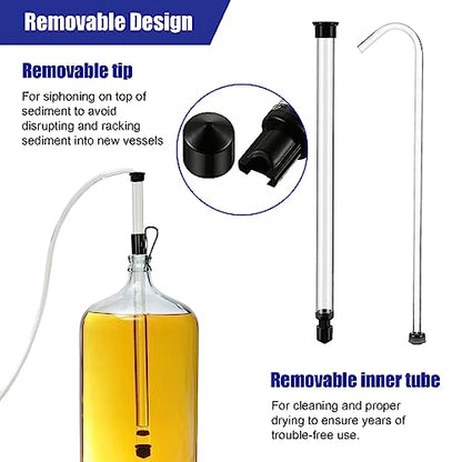 Saillong Siphon for Wine Making, Siphon Pump with 6 Feet of Tubing, Bottling Wand, Clamp, Bubble Airlock and Drilled Stopper, Siphoning Kit for Small Batch Beer Kombucha Wine Mead Homebrew