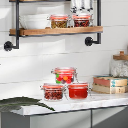5 oz Glass Jars with Lids, 6 Pack Small Glass Jars with Airtight Lid | Mini Glass Food Storage Container, Glass Spice Jars with Airtight Lids for Kitchen Canning, Honey, Nuts, Snacks, Jelly - size: 5oz*6-cylinder