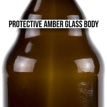 Cocktailor Glass Grolsch Beer Bottles (6-pack, 33.8 oz./1000 mL) Airtight Seal with Swing Top/Flip Top Stoppers - Home Brewing Supplies, Fermenting of Alcohol, Kombucha Tea, Wine, Soda - Amber