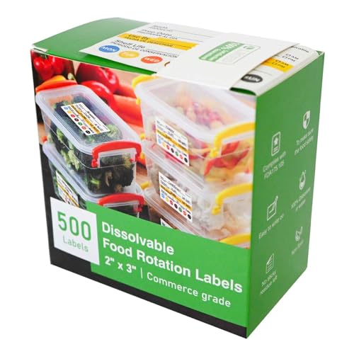 L LIKED Dissolvable Label Shelf Life for Food Rotation Use by Stickers 2 x 3 Inch Roll of 500 Labels