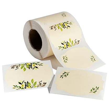 MONEST Waterproof & Oil Resistant Jar & Lid Stickers - Pantry/Canning, Spice & Bottle Labels (Floral 3x2) - style: Floral 3x2