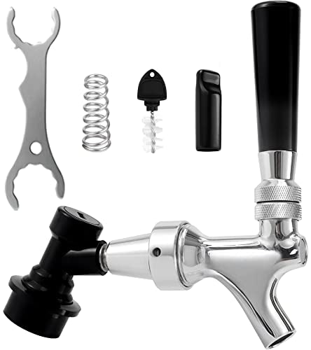 Stainless Steel Stem Beer Keg Tap Self-Closing Beer Tap Faucet Ball Lock Tap Polished Chrome-Plated Brass Beer Faucet Ball Lock Faucet with Ball Lock Quick Disconnect Picnic Corny Keg Tap