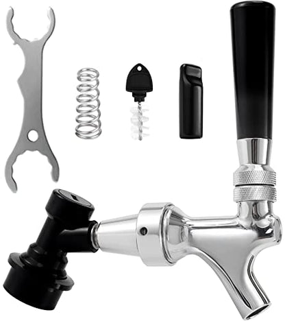 Stainless Steel Stem Beer Keg Tap Self-Closing Beer Tap Faucet Ball Lock Tap Polished Chrome-Plated Brass Beer Faucet Ball Lock Faucet with Ball Lock Quick Disconnect Picnic Corny Keg Tap