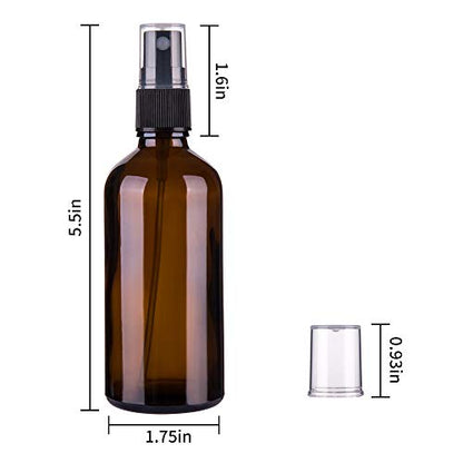 Hydior 4oz Amber Glass Spray Bottle for Essential Oil, Empty Fine Mist Spray Bottle, 6 Pack - color: Amber-6PCS