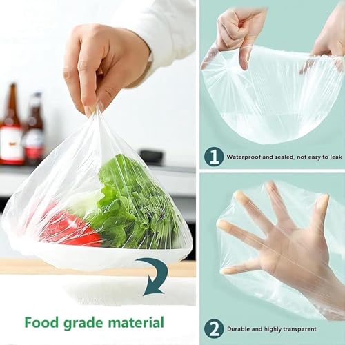 100Pcs Disposable Food Containers Disposable Stretchable Bowl Covers Universal Kitchen Wrap Seal Bags for Food Storage Bread Proofing and Outdoor Picnics (14-35cm Stretchable)