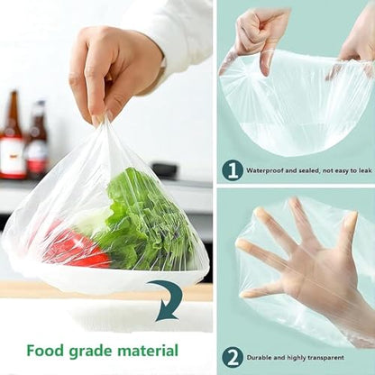 100Pcs Disposable Food Containers Disposable Stretchable Bowl Covers Universal Kitchen Wrap Seal Bags for Food Storage Bread Proofing and Outdoor Picnics (14-35cm Stretchable)