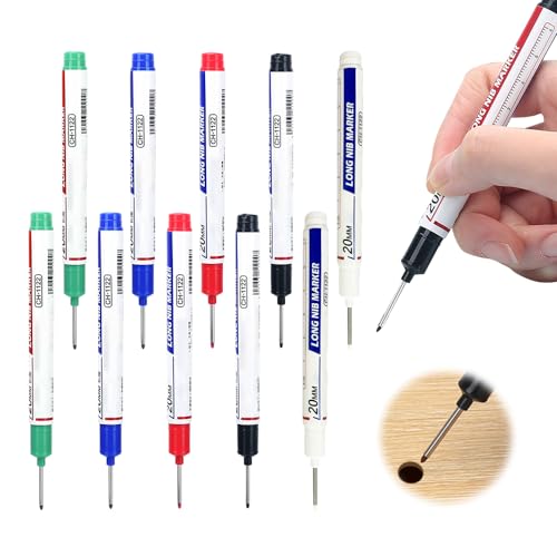5PCS Long Head Deep Hole Marker Pens, 20mm Deep Reach Markers, Quick-dry Waterproof Long Nib Permanent Markers, Carpenter Ink Marker Pens, Construction Marking Tool, Metal Marking Pen (Colorful*2) - color: Colorful*2