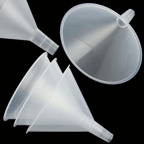ABuff 8PCS Plastic Funnels, 6 Inch Wide Mouth Large Clear Plastic Funnels Oil Funnel Liquid Transfer Funnel for Liquid, Spices, Powder, Lotion, Oils