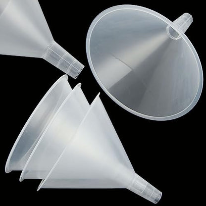 ABuff 8PCS Plastic Funnels, 6 Inch Wide Mouth Large Clear Plastic Funnels Oil Funnel Liquid Transfer Funnel for Liquid, Spices, Powder, Lotion, Oils