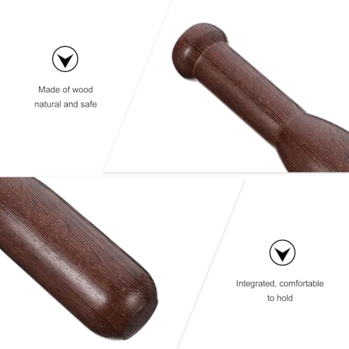 7.6in Wooden Pestle Wenge Wood Garlic Crusher Manual Spice Grinder Rod Semicircular Head Food Masher Tool for Kitchen Mortar Sauerkraut Pounder