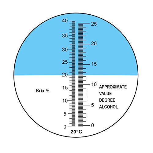 Alcohol Refractometer for Spirit Alcohol Volume Percent with Automatic Temperature Compensation (ATC) Dual Scale Brix 0-40% 0-25% VOL in Wine Making and Beer Brewing, Homebrew Kit