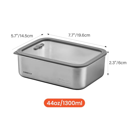 44oz/1300ml Stainless Steel Food Containers,Stainless Steel Containers with Lids,Snack Containers,Lunch Box,Easy Clean,Airtight & Leakproof for Kitchen Storage,Dishwasher Safe,BPA-Free - size: Medium Box(44oz/1300ml)