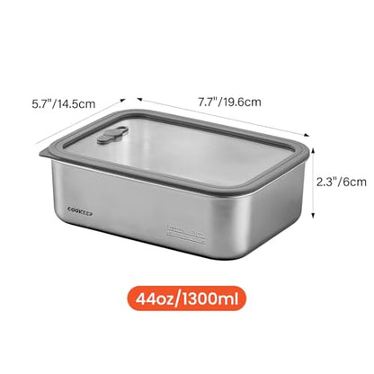 44oz/1300ml Stainless Steel Food Containers,Stainless Steel Containers with Lids,Snack Containers,Lunch Box,Easy Clean,Airtight & Leakproof for Kitchen Storage,Dishwasher Safe,BPA-Free - size: Medium Box(44oz/1300ml)