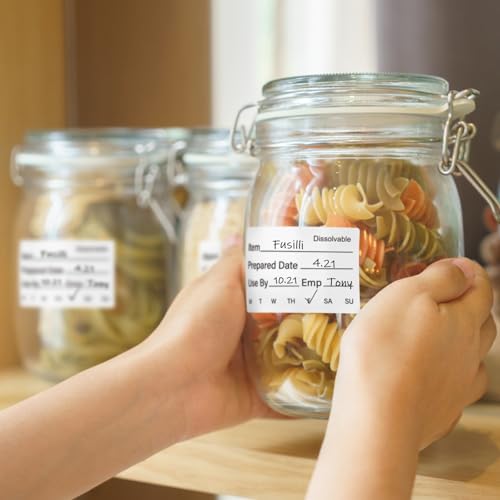 L LIKED 500 Pcs Dissolvable Food Labels Large Size 2" x 3" Food Storage Stickers Use by Shelf Life Labels for Food Storage - size: 2"x3"/500labels/Black