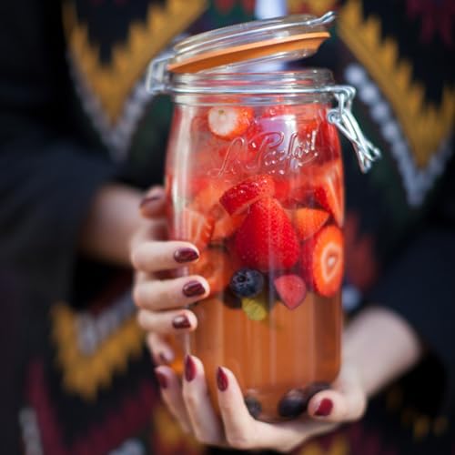 Le Parfait Super Jar 1.5L (48oz) French Glass Preserving Jar w/Airtight Rubber Seal & Wire Bail Closure - BPA-Free Canning Jar for Pickles, Fruit, Sauce & Food Storage - Made in France Since 1930 3PK - color: 48oz (Set/3)