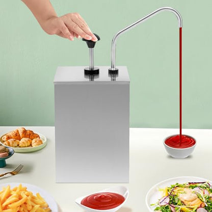Sauce Dispenser Pump, 4.2 Quart Stainless Steel Condiment Pump for Cheese Hot Fudge Caramel, Commercial Sauce Dispenser for Buffet Bakery Restaurant Coffee Shop