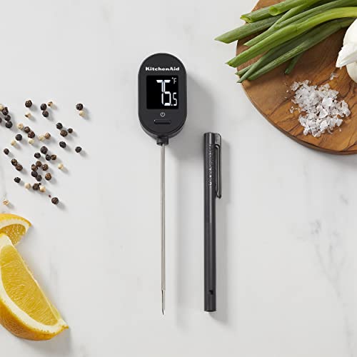 KitchenAid KQ910 Backlit Instant Read Digital Food Kitchen Grill Thermometer, Meat, and Cooking Wireless Thermometerer, Black