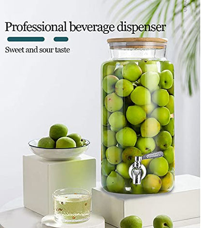 YYZYL Water Dispenser for Hot and Cold Beverage, 2/3/4L, Glass Drink Barrel Dispenser with Leak Free Spigot and Stand, Beverage Dispenser for Juice Kombucha Lemonade, Party Weddings Festival Supplies
