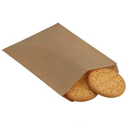 BagDream 5.5x7.75 Inches Kraft Paper Bags Pack of 100 Flat Greaseproof Brown Paper Bags Greaseproof Envelopes for Snack, Cookie,Popcorn, Candy, Party Favor