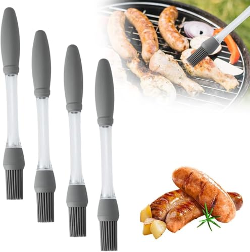 Silicone Basting Brush, Heat Resistant Pastry Oil Brush, Food Grade Cooking Brush for Spreading Oil Butter Sauce, Ideal for Baking BBQ Grilling, Kitchen Gadgets for Home and Outdoor Use (4pcs) - color: 4pcs