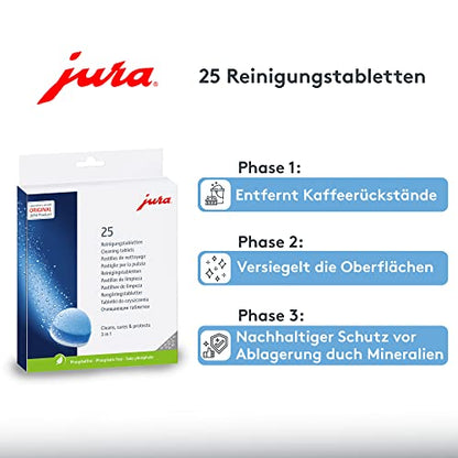 Jura 3-Phase Cleaning Tablets 25045 For All Espresso Machines and Automatic Coffee Centers - 25-Count