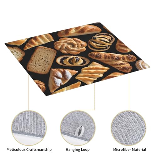 (Cheese Sandwiches) Dish Drying Mat 18 x 16 in, Dish Drying Mats for Kitchen Counter, Bar Mat, Coffee Bar Accessories, Kitchen Decor and Accessories, Housewarming Gift