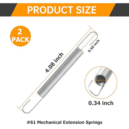2 Pack 540183#61 4 Inch Double-Hook Tension Spring, Spring Steel | Small Extension Spring for Automotive, Household, Toys & Hardware Replacement Parts
