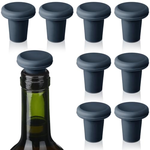Yookeer 8 Pcs Wine Stoppers Silicone Beer Bottle Sealer Stoppers Glass Bottles Corks Beverage Beer Champagne Wine Storage Keep Fresh Tools for Wedding Party Christmas Supplies(Gray) - color: Gray