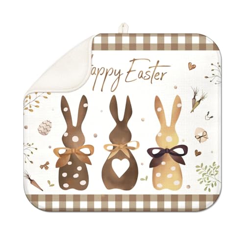 Dish Drying Mat Spring Easter Kitchen Mat for Countertop Protector Absorbent Mats Dishes Pad for Kitchen Counter Coffee Table Decor Accessories Large 16X18 inch - color: Easter Cream, size: 18" x 16"