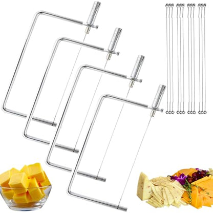 Cheese Slicer Accessories Kitchen Knife Marble Board Cheese Cutter Stainless Steel Components - Great for Making Giftable Cheese Cutting Boards with This Cheese Slicer Kit,6inch(4Slicer+16Wires)