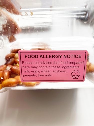 1x2 inch 500PCS Food Allergy Warning Labels Allergies Stickers